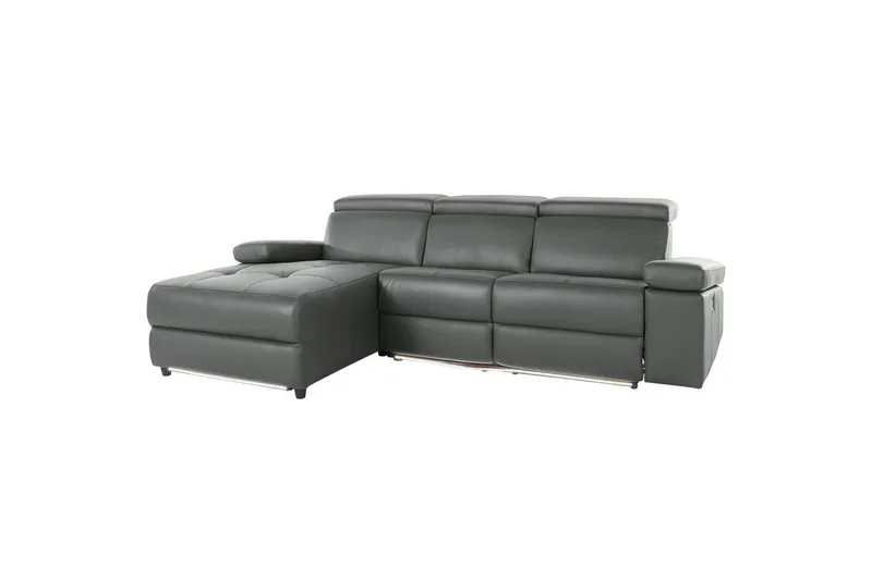 Hörnsoffa 3-sits Rayland Grå, PU, Vänster Elektrisk Fåtölj, Grå, PU, Vänster Elektrisk Fåtölj