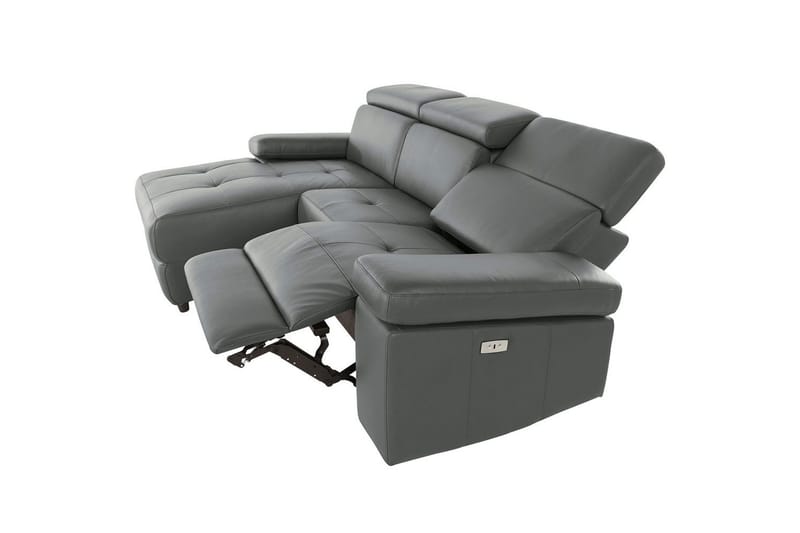 Hörnsoffa 3-sits Rayland Grå, PU, Vänster Elektrisk Fåtölj - Grå, PU, Vänster Elektrisk Fåtölj - Möbler - Vardagsrum - Soffor - Skinnsoffor