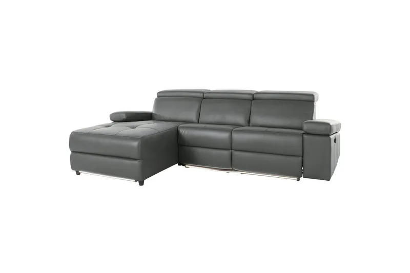 Hörnsoffa 3-sits Rayland Grå, PU, Vänster Manuell Fåtölj - Grå, PU, Vänster Manuell Fåtölj - Möbler - Vardagsrum - Soffor - Skinnsoffor