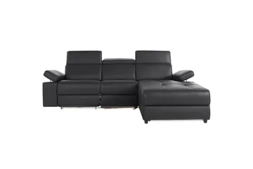 Hörnsoffa 3-sits Rayland Svart, Läder/PU, Höger manuell vilstol - Svart, Läder/PU, Höger manuell vilstol - Möbler - Vardagsrum - Soffor - Reclinersoffor & Biosoffor