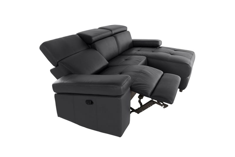 Hörnsoffa 3-sits Rayland Svart, Läder/PU, Höger manuell vilstol - Svart, Läder/PU, Höger manuell vilstol - Möbler - Vardagsrum - Soffor - Reclinersoffor & Biosoffor