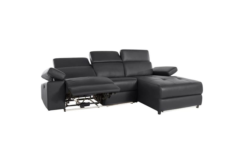 Hörnsoffa 3-sits Rayland Svart, Läder/PU, Höger manuell vilstol - Svart, Läder/PU, Höger manuell vilstol - Möbler - Vardagsrum - Soffor - Reclinersoffor & Biosoffor