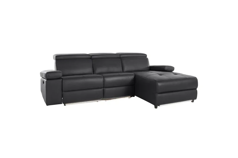 Hörnsoffa 3-sits Rayland Svart, Läder/PU, Höger manuell vilstol, Svart, Läder/PU, Höger manuell vilstol