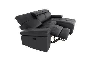 Hörnsoffa 3-sits Rayland Svart, Läder/PU, Höger manuell vilstol - Svart, Läder/PU, Höger manuell vilstol - Möbler - Vardagsrum - Soffor - Reclinersoffor & Biosoffor