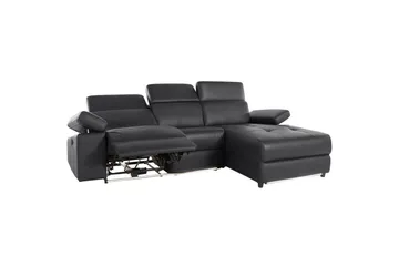 Hörnsoffa 3-sits Rayland Svart, Läder/PU, Höger manuell vilstol - Svart, Läder/PU, Höger manuell vilstol - Möbler - Vardagsrum - Soffor - Reclinersoffor & Biosoffor