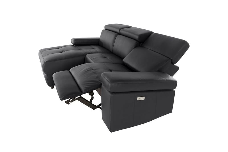 Hörnsoffa 3-sits Rayland Svart, Läder/PU, Vänster Elektrisk Fåtölj - Svart, Läder/PU, Vänster Elektrisk Fåtölj - Möbler - Vardagsrum - Soffor - Reclinersoffor & Biosoffor