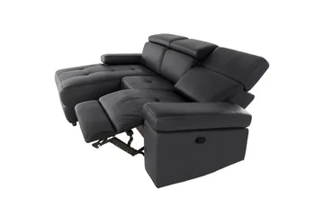 Hörnsoffa 3-sits Rayland Svart, PU, Vänster Manuell Fåtölj - Svart, PU, Vänster Manuell Fåtölj - Möbler - Vardagsrum - Soffor - Reclinersoffor & Biosoffor