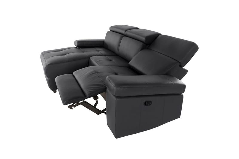 Hörnsoffa 3-sits Rayland Svart, PU, Vänster Manuell Fåtölj - Svart, PU, Vänster Manuell Fåtölj - Möbler - Vardagsrum - Soffor - Reclinersoffor & Biosoffor