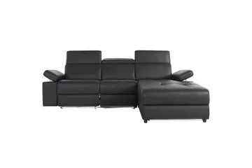 Hörnsoffa 3-sits Rayland Svart, PU, Höger manuell vilstol - Svart, PU, Höger manuell vilstol - Möbler - Vardagsrum - Soffor - Reclinersoffor & Biosoffor