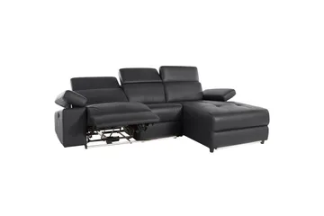 Hörnsoffa 3-sits Rayland Svart, PU, Höger manuell vilstol - Svart, PU, Höger manuell vilstol - Möbler - Vardagsrum - Soffor - Reclinersoffor & Biosoffor