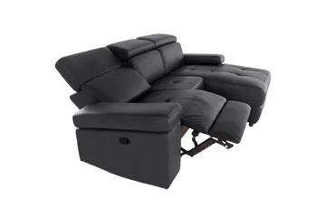 Hörnsoffa 3-sits Rayland Svart, PU, Höger manuell vilstol - Svart, PU, Höger manuell vilstol - Möbler - Vardagsrum - Soffor - Reclinersoffor & Biosoffor
