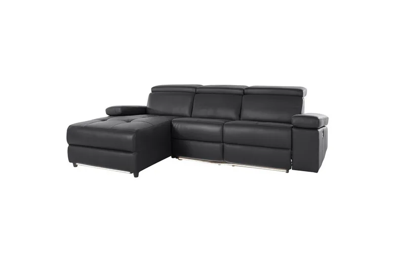 Hörnsoffa 3-sits Rayland Svart, PU, Vänster Elektrisk Fåtölj - Svart, PU, Vänster Elektrisk Fåtölj - Möbler - Vardagsrum - Soffor - Reclinersoffor & Biosoffor
