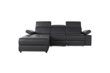 Hörnsoffa 3-sits Rayland Svart, PU, Vänster Manuell Fåtölj - Svart, PU, Vänster Manuell Fåtölj - Möbler - Vardagsrum - Soffor - Reclinersoffor & Biosoffor
