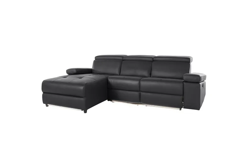 Hörnsoffa 3-sits Rayland Svart, PU, Vänster Manuell Fåtölj - Svart, PU, Vänster Manuell Fåtölj - Möbler - Vardagsrum - Soffor - Skinnsoffor