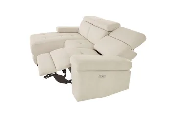 Hörnsoffa 3-sits Rayland Vit, Sunday tyg, Vänster Elektrisk Fåtölj - Vit, Sunday tyg, Vänster Elektrisk Fåtölj - Möbler - Vardagsrum - Soffor - Reclinersoffor & Biosoffor