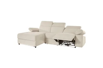 Hörnsoffa 3-sits Rayland Vit, Sunday tyg, Vänster Elektrisk Fåtölj - Vit, Sunday tyg, Vänster Elektrisk Fåtölj - Möbler - Vardagsrum - Soffor - Reclinersoffor & Biosoffor