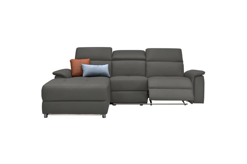 Hörnsoffa 3-sits Pareli Grå, Läder/PU, Vänster Manuell Fåtölj - Grå, Läder/PU, Vänster Manuell Fåtölj - Möbler - Vardagsrum - Soffor - Skinnsoffor