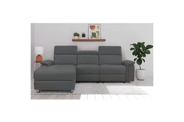 Hörnsoffa 3-sits Pareli Grå, Läder/PU, Vänster Manuell Fåtölj - Grå, Läder/PU, Vänster Manuell Fåtölj - Möbler - Vardagsrum - Soffor - Reclinersoffor & Biosoffor