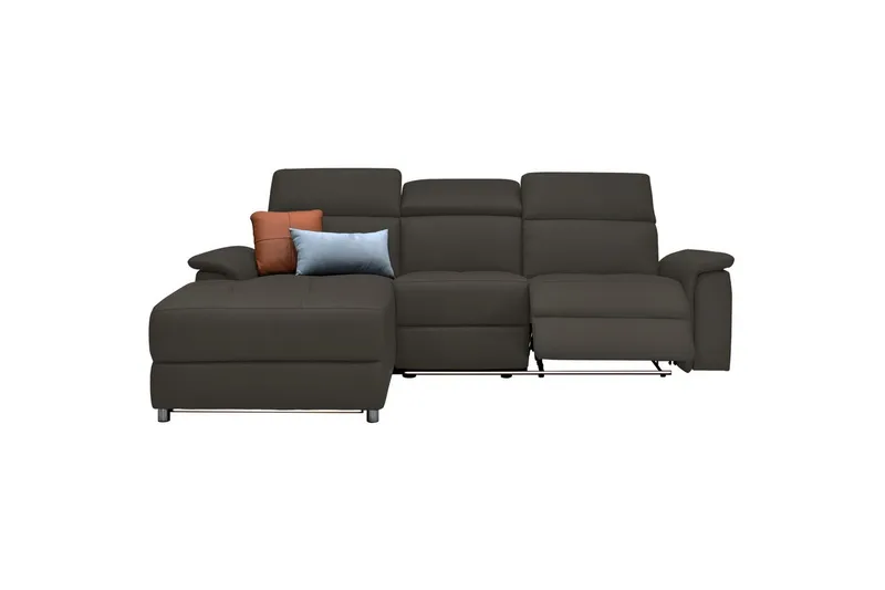 Hörnsoffa 3-sits Pareli Brun, Läder/PU, Vänster Manuell Fåtölj - Brun, Läder/PU, Vänster Manuell Fåtölj - Möbler - Vardagsrum - Soffor - Skinnsoffor