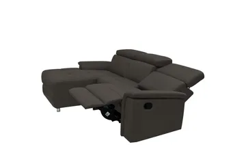 Hörnsoffa 3-sits Pareli Brun, Läder/PU, Vänster Manuell Fåtölj - Brun, Läder/PU, Vänster Manuell Fåtölj - Möbler - Vardagsrum - Soffor - Reclinersoffor & Biosoffor