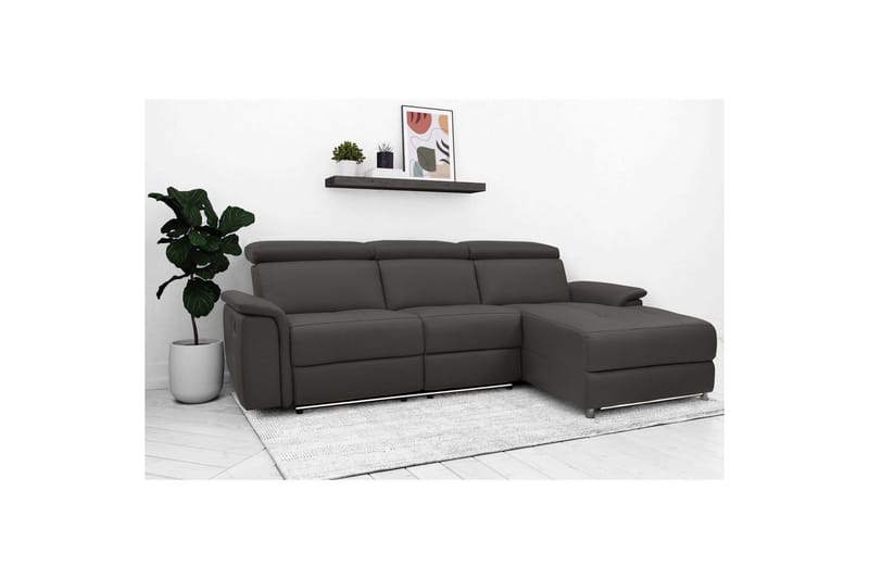 Hörnsoffa 3-sits Pareli Brun, PU, Höger elektrisk vilstol - Brun, PU, Höger elektrisk vilstol - Möbler - Vardagsrum - Soffor - Reclinersoffor & Biosoffor