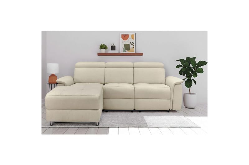 Hörnsoffa 3-sits Pareli Vit, Sunday tyg, Vänster Manuell Fåtölj - Vit, Sunday tyg, Vänster Manuell Fåtölj - Möbler - Vardagsrum - Soffor - Reclinersoffor & Biosoffor