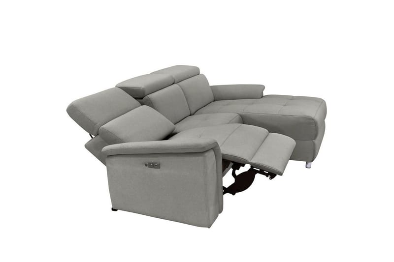 Hörnsoffa 3-sits Pareli Grå, Sunday tyg, Höger elektrisk vilstol - Grå, Sunday tyg, Höger elektrisk vilstol - Möbler - Vardagsrum - Soffor - Reclinersoffor & Biosoffor