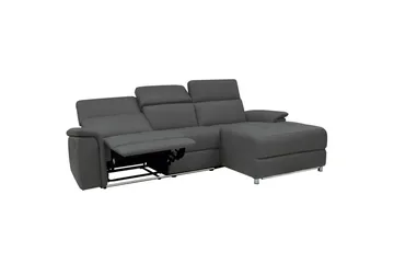 Hörnsoffa 3-sits Pareli Grå, Läder/PU, Höger manuell vilstol - Grå, Läder/PU, Höger manuell vilstol - Möbler - Vardagsrum - Soffor - Reclinersoffor & Biosoffor