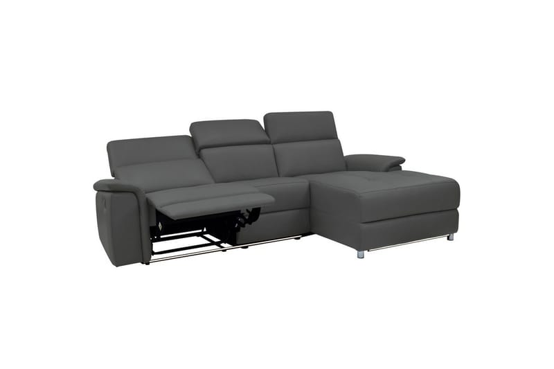 Hörnsoffa 3-sits Pareli Grå, Läder/PU, Höger manuell vilstol - Grå, Läder/PU, Höger manuell vilstol - Möbler - Vardagsrum - Soffor - Skinnsoffor