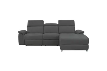 Hörnsoffa 3-sits Pareli Grå, Läder/PU, Höger manuell vilstol - Grå, Läder/PU, Höger manuell vilstol - Möbler - Vardagsrum - Soffor - Reclinersoffor & Biosoffor