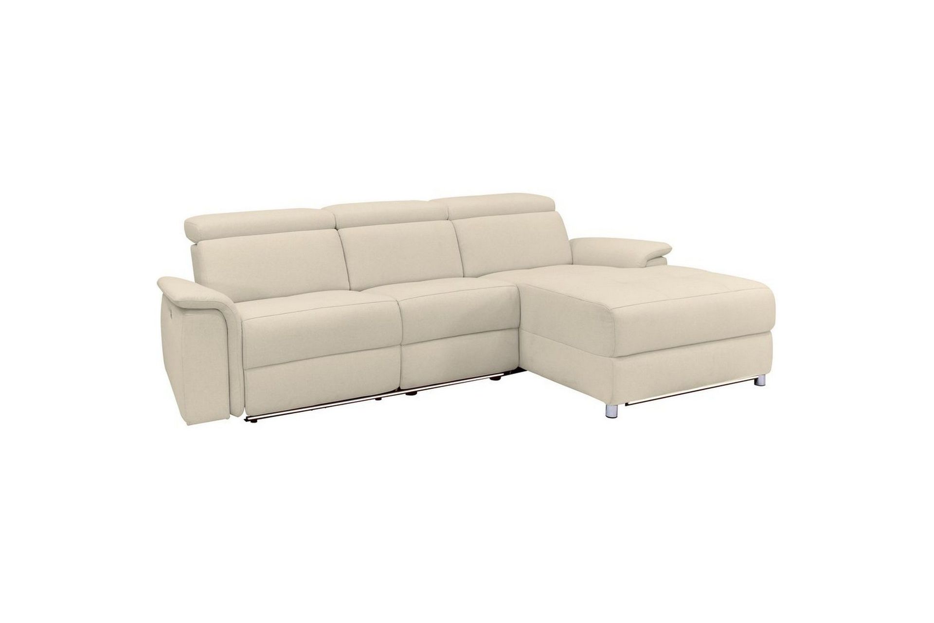 H&ouml;rnsoffa 3-sits Pareli Vit, Sunday tyg, H&ouml;ger manuell vilstol - Vit, Sunday tyg, H&ouml;ger manuell vilstol