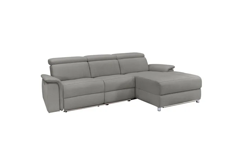 Hörnsoffa 3-sits Pareli Grå, Sunday tyg, Höger manuell vilstol - Grå, Sunday tyg, Höger manuell vilstol - Möbler - Vardagsrum - Soffor - Reclinersoffor & Biosoffor