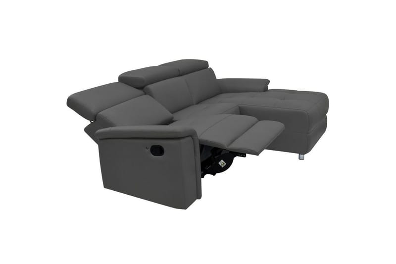 Hörnsoffa 3-sits Pareli Grå, Läder/PU, Höger manuell vilstol - Grå, Läder/PU, Höger manuell vilstol - Möbler - Vardagsrum - Soffor - Skinnsoffor
