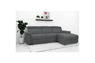 Hörnsoffa 3-sits Pareli Grå, Läder/PU, Höger manuell vilstol - Grå, Läder/PU, Höger manuell vilstol - Möbler - Vardagsrum - Soffor - Reclinersoffor & Biosoffor