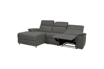 Hörnsoffa 3-sits Pareli Grå, Läder/PU, Vänster Manuell Fåtölj - Grå, Läder/PU, Vänster Manuell Fåtölj - Möbler - Vardagsrum - Soffor - Reclinersoffor & Biosoffor