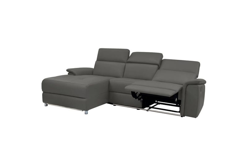 Hörnsoffa 3-sits Pareli Grå, Läder/PU, Vänster Manuell Fåtölj - Grå, Läder/PU, Vänster Manuell Fåtölj - Möbler - Vardagsrum - Soffor - Skinnsoffor