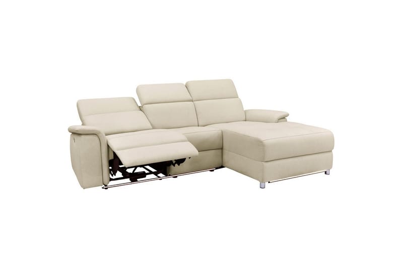 Hörnsoffa 3-sits Pareli Vit, Sand tyg, Höger elektrisk vilstol - Vit, Sand tyg, Höger elektrisk vilstol - Möbler - Vardagsrum - Soffor - Reclinersoffor & Biosoffor