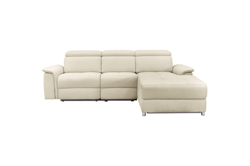 Hörnsoffa 3-sits Pareli Vit, Sand tyg, Höger elektrisk vilstol - Vit, Sand tyg, Höger elektrisk vilstol - Möbler - Vardagsrum - Soffor - Reclinersoffor & Biosoffor