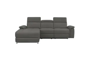 Hörnsoffa 3-sits Pareli Grå, Läder/PU, Vänster Manuell Fåtölj - Grå, Läder/PU, Vänster Manuell Fåtölj - Möbler - Vardagsrum - Soffor - Reclinersoffor & Biosoffor