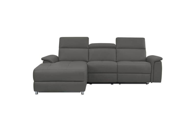 Hörnsoffa 3-sits Pareli Grå, Läder/PU, Vänster Manuell Fåtölj - Grå, Läder/PU, Vänster Manuell Fåtölj - Möbler - Vardagsrum - Soffor - Skinnsoffor