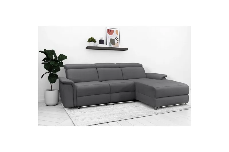 Hörnsoffa 3-sits Pareli Antracit, Sunday tyg, Höger elektrisk vilstol - Antracit, Sunday tyg, Höger elektrisk vilstol - Möbler - Vardagsrum - Soffor - Reclinersoffor & Biosoffor