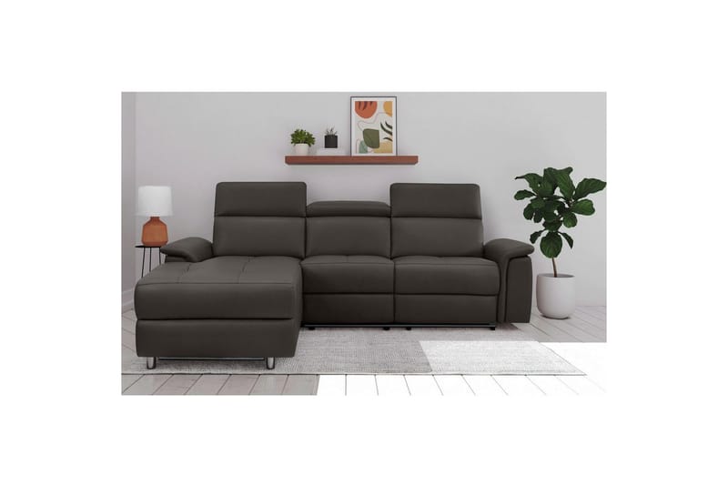 Hörnsoffa 3-sits Pareli Brun, Läder/PU, Vänster Elektrisk Fåtölj - Brun, Läder/PU, Vänster Elektrisk Fåtölj - Möbler - Vardagsrum - Soffor - Reclinersoffor & Biosoffor