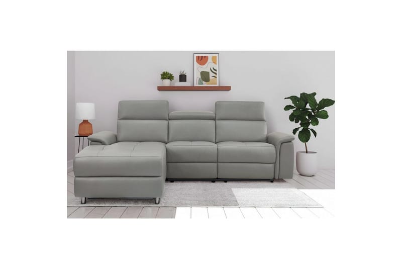 Hörnsoffa 3-sits Pareli Grå, Sunday tyg, Vänster Manuell Fåtölj - Grå, Sunday tyg, Vänster Manuell Fåtölj - Möbler - Vardagsrum - Soffor - Reclinersoffor & Biosoffor