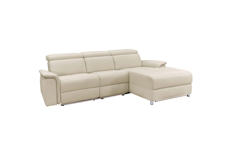 Hörnsoffa 3-sits Pareli Vit, Sand tyg, Höger elektrisk vilstol - Vit, Sand tyg, Höger elektrisk vilstol - Möbler - Vardagsrum - Soffor - Reclinersoffor & Biosoffor