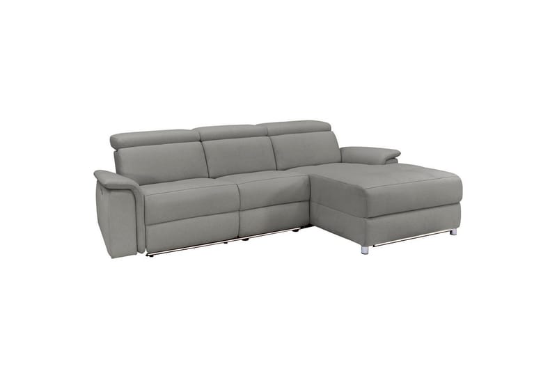 Hörnsoffa 3-sits Pareli Grå, Sunday tyg, Höger manuell vilstol - Grå, Sunday tyg, Höger manuell vilstol - Möbler - Vardagsrum - Soffor - Reclinersoffor & Biosoffor