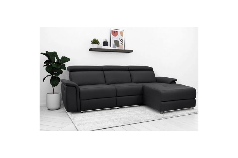 Hörnsoffa 3-sits Pareli Svart, Läder/PU, Höger elektrisk vilstol - Svart, Läder/PU, Höger elektrisk vilstol - Möbler - Vardagsrum - Soffor - Reclinersoffor & Biosoffor