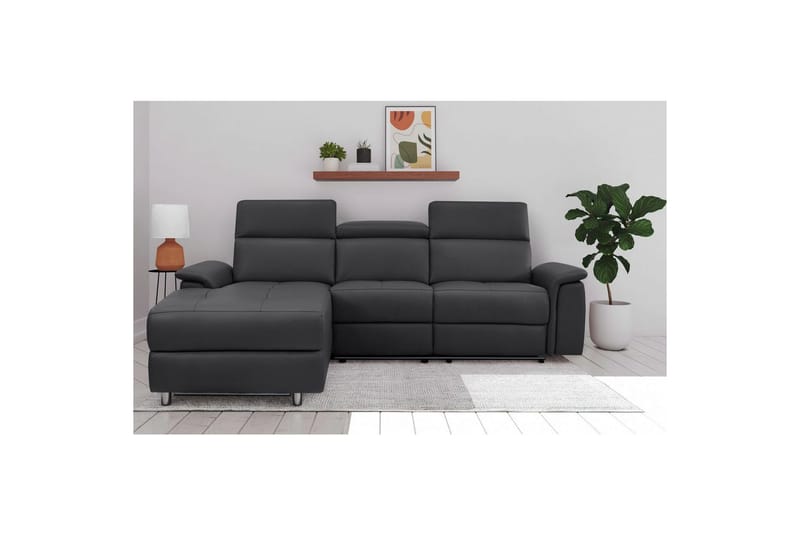 Hörnsoffa 3-sits Pareli Svart, Läder/PU, Vänster Elektrisk Fåtölj - Svart, Läder/PU, Vänster Elektrisk Fåtölj - Möbler - Vardagsrum - Soffor - Reclinersoffor & Biosoffor
