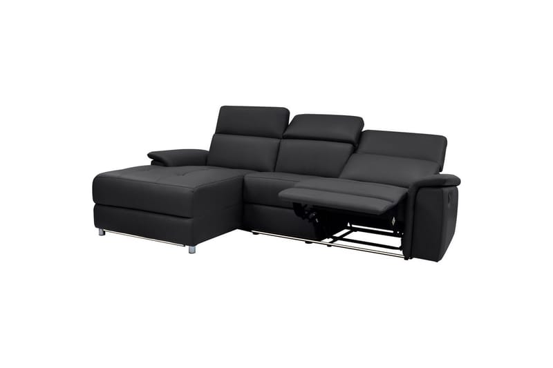 Hörnsoffa 3-sits Pareli Svart, Läder/PU, Vänster Elektrisk Fåtölj - Svart, Läder/PU, Vänster Elektrisk Fåtölj - Möbler - Vardagsrum - Soffor - Reclinersoffor & Biosoffor
