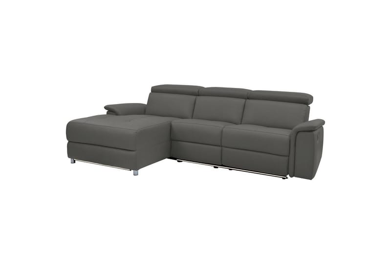 Hörnsoffa 3-sits Pareli Grå, Läder/PU, Vänster Manuell Fåtölj - Grå, Läder/PU, Vänster Manuell Fåtölj - Möbler - Vardagsrum - Soffor - Reclinersoffor & Biosoffor