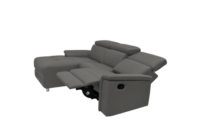 Hörnsoffa 3-sits Pareli Grå, Läder/PU, Vänster Manuell Fåtölj - Grå, Läder/PU, Vänster Manuell Fåtölj - Möbler - Vardagsrum - Soffor - Reclinersoffor & Biosoffor